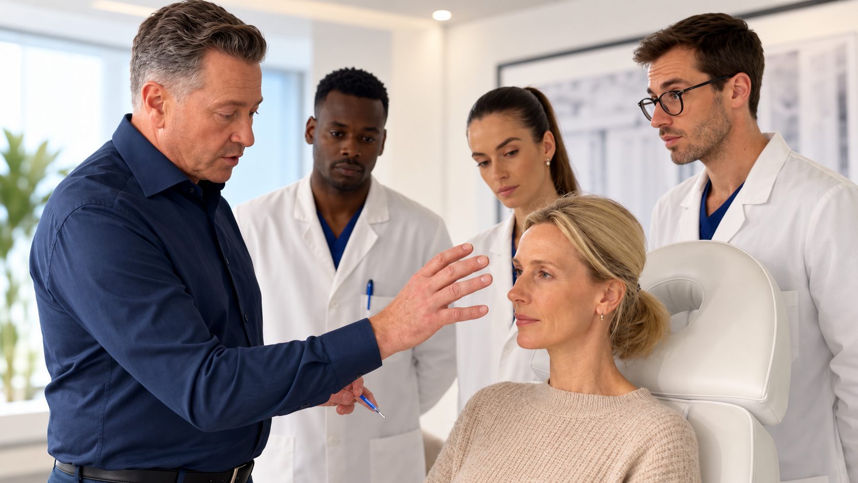 Le Dr Bellecour et ses élèves en atelier d'injection — École Marignan